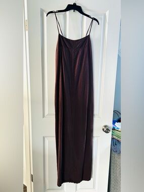 free people Brown Linen-Blend Midi Dress